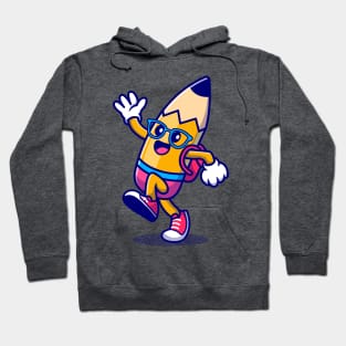 Cute Pencil Waving Hand Cartoon Hoodie